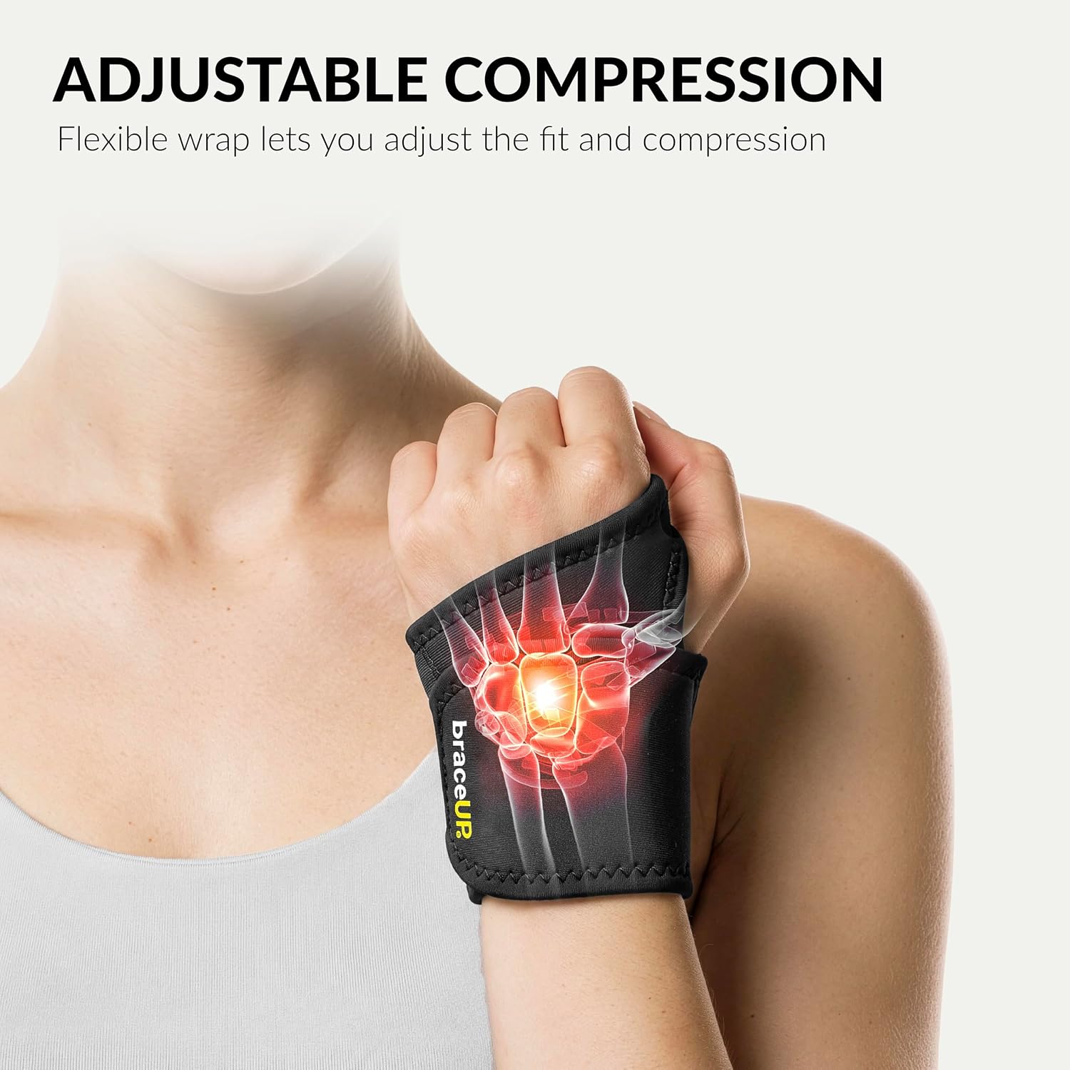 Detalle de BraceUP B402012 Adjustable Wrist Wraps, 2-Pack, Black Neoprene