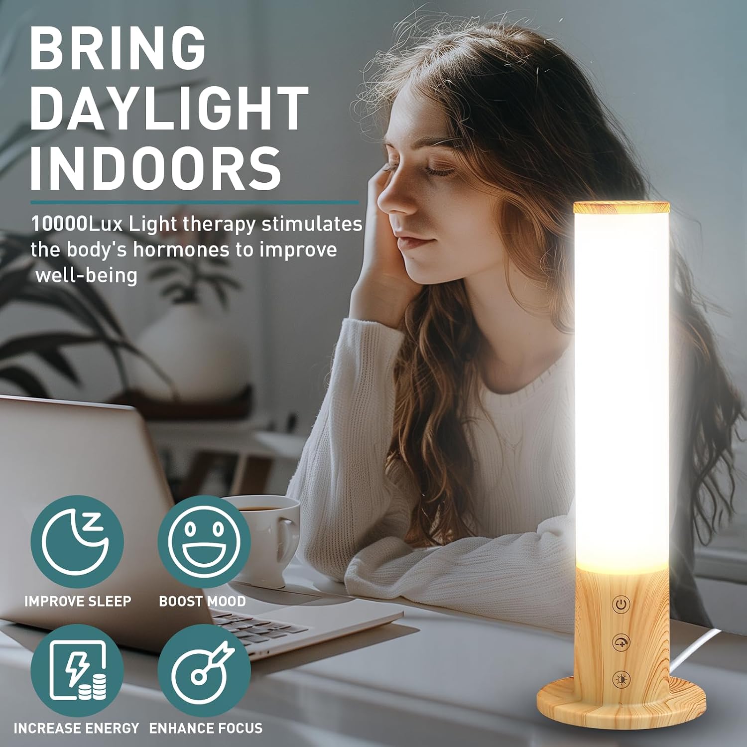 Detalle de Caromolly SAD Lamp 10000 LUX light therapy lamp ☀