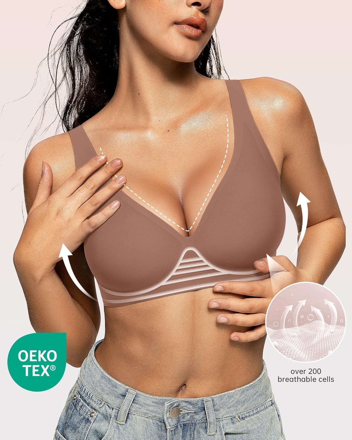 Thumbnail 1 de OEAK Deep V No-Wire Bra for Women (Seamless Lift & Comfort)
