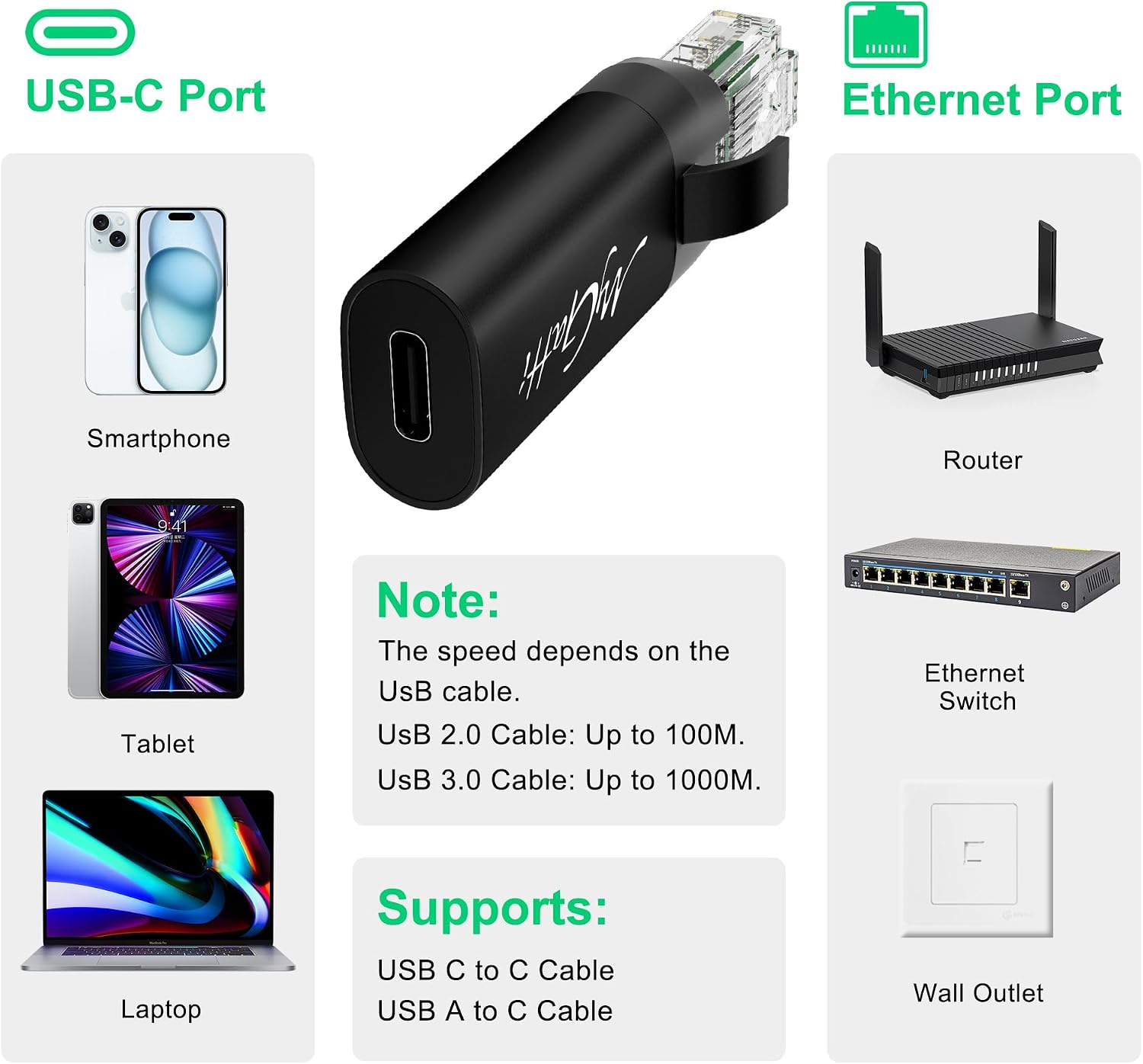 Thumbnail 6 de Mygatti USB C auf Ethernet Adapter 1000 Mbps