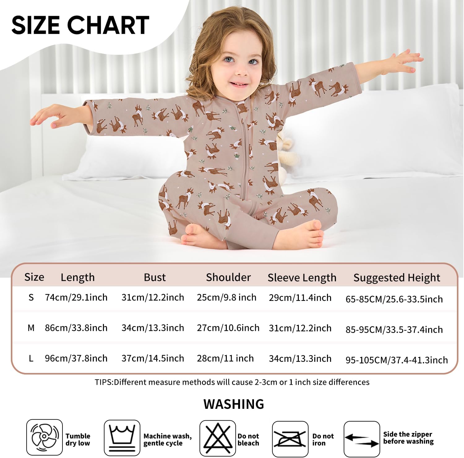 Detalle de Baby Schlafsack Sommer mit Füßen 0,5 Tog – 100% Baumwolle, lange Ärmel, Füße – ideal für Frühling bis Herbst