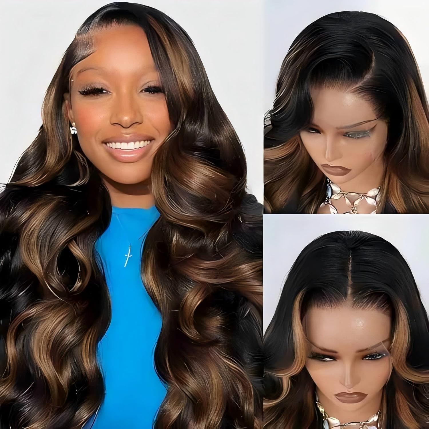 Thumbnail 6 de QZOQZO Ombre Lace Front Wig Human Hair 1B/30 — 26 Inch Body Wave, 13x6 HD Lace, 180% Density