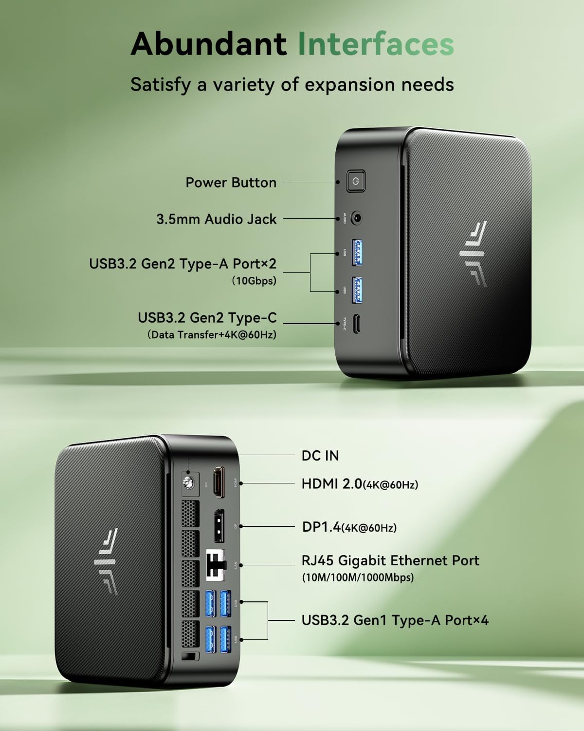 Detalle 2 de NiPoGi E3B Mini PC mit Ryzen 7 7735HS – Leistung für Büro, Schule und Heimkino