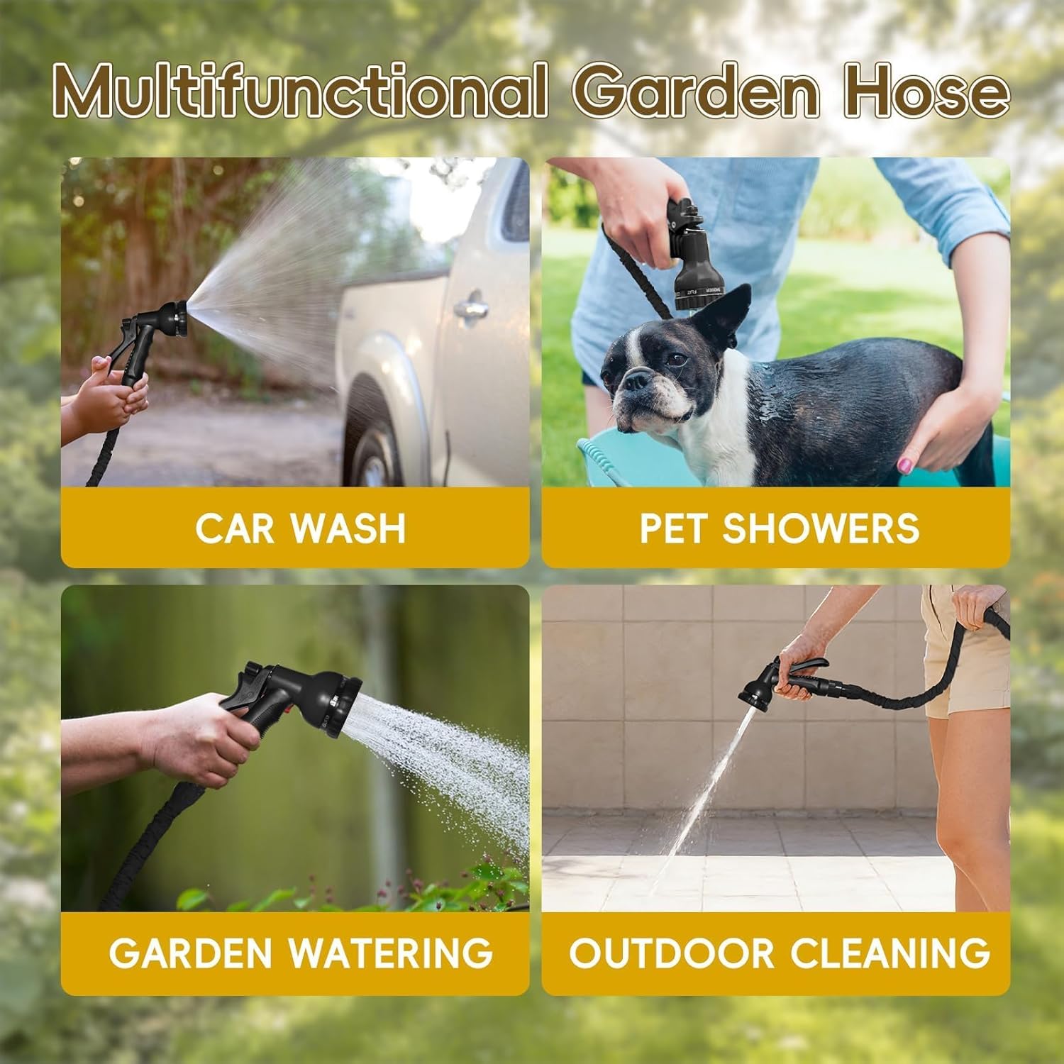 Thumbnail 6 de Expandable Garden Hose Pipe 15m/50ft with 7-Function Spray Gun – heavy duty, kink-free, anti-leak double layer latex core