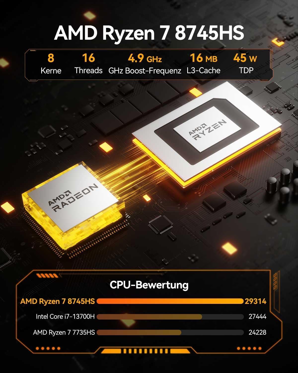 Detalle 2 de GEEKOM A8 Office Mini-PC mit Ryzen 7 8745HS