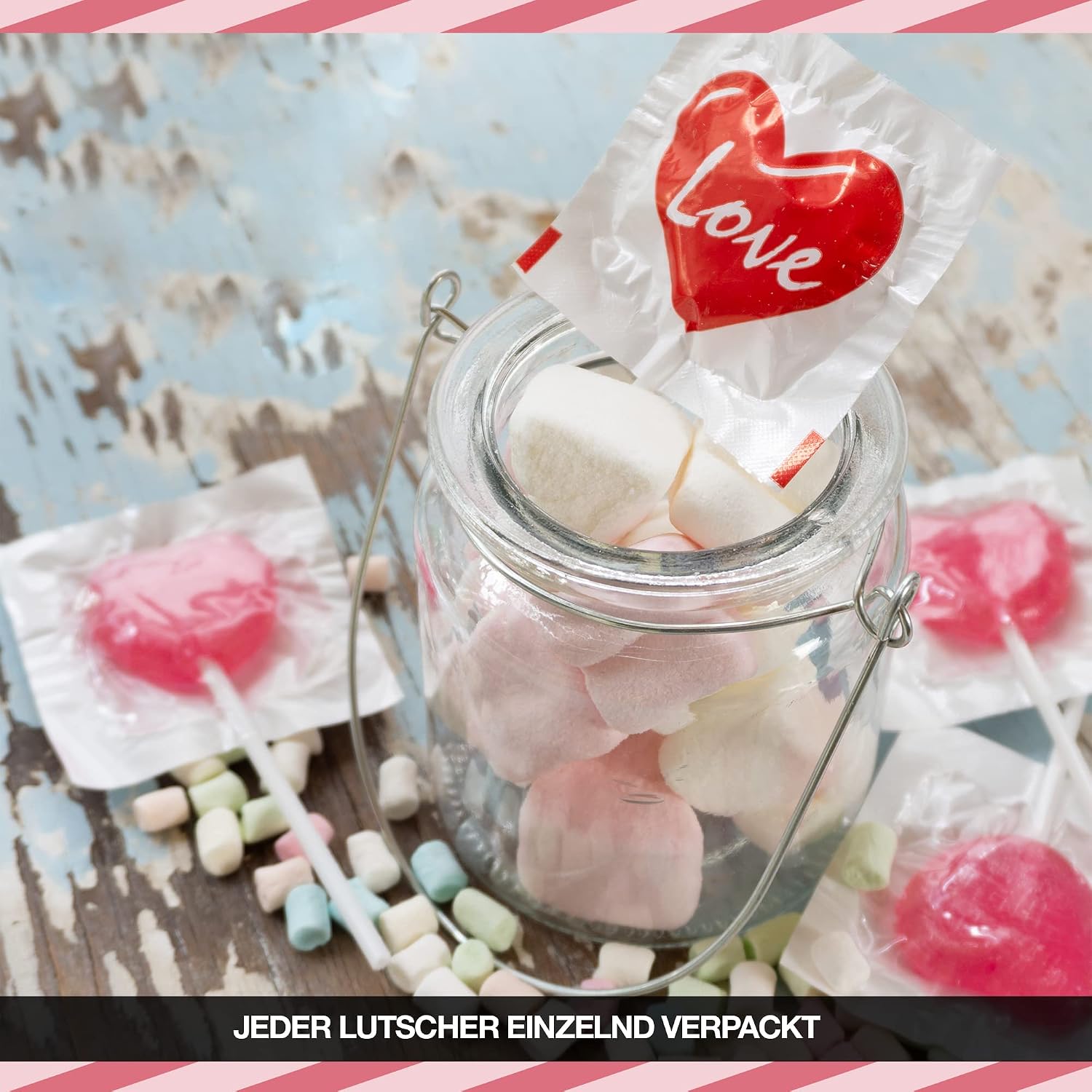 Thumbnail 5 de FOOD crew 40 Herzlollies – große Herz-Piruletas am Stück, einzeln verpackt für Candy Bar & Events