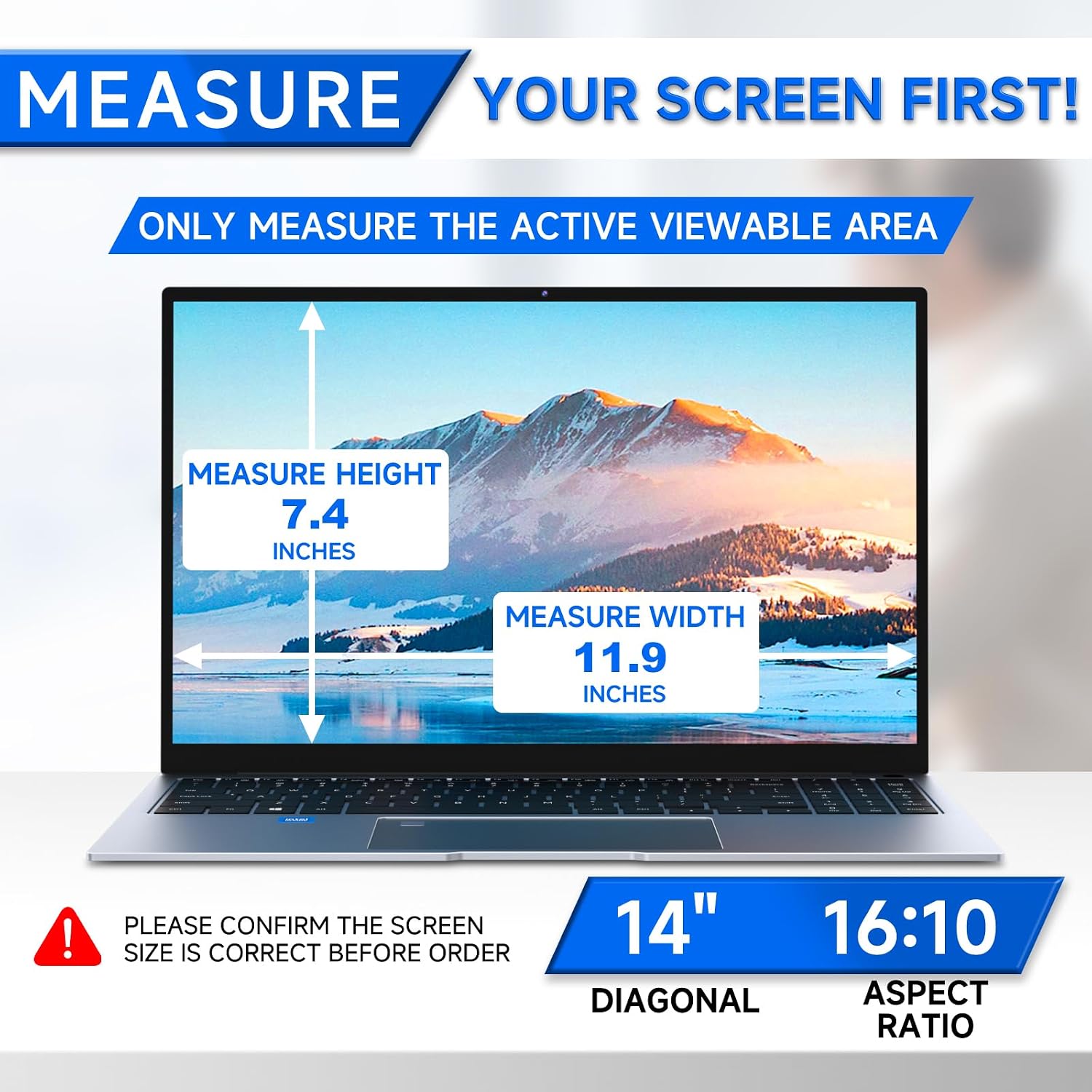 Thumbnail 1 de ZOEGAA 4-way 360° Privacy Screen for 14-inch 16:10 Laptops (Removable, Anti-Glare & Blue Light)