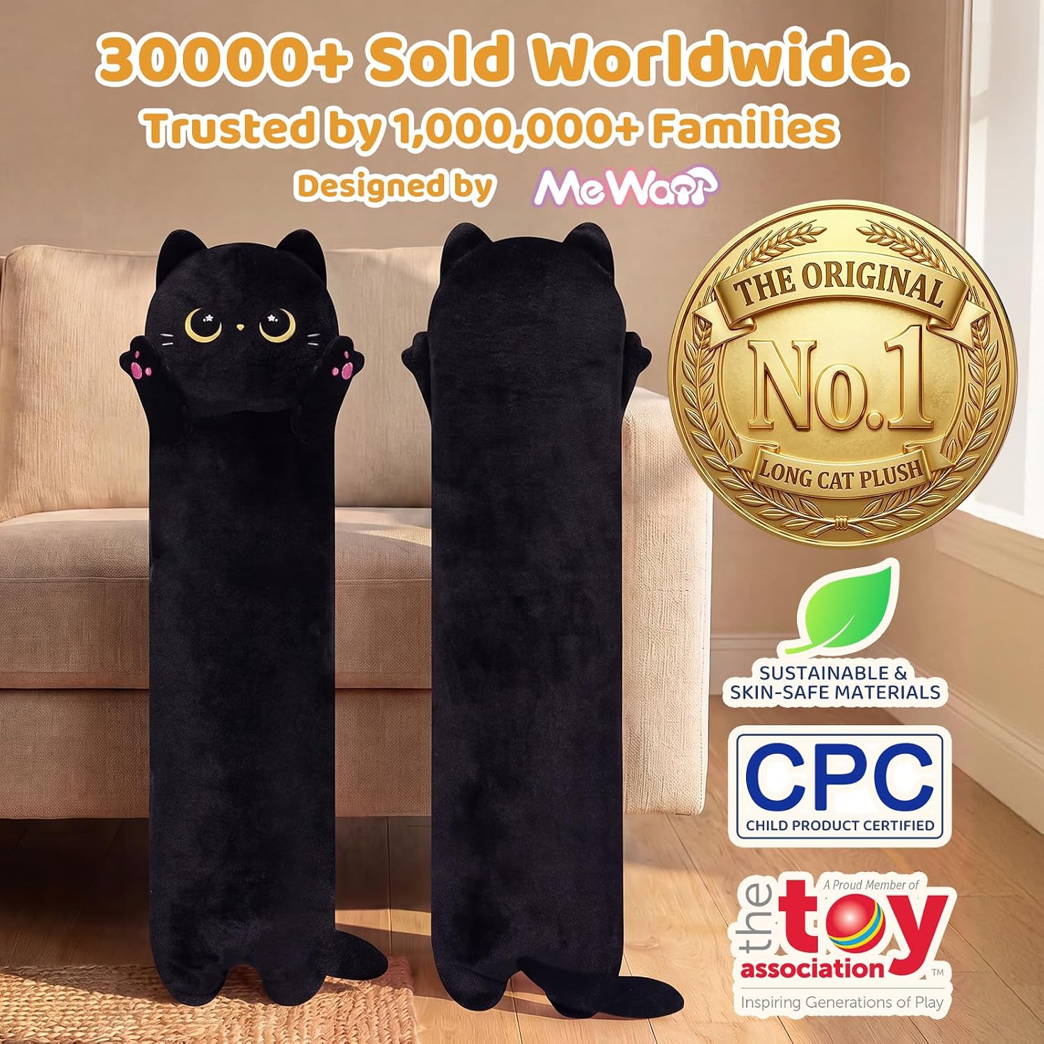 Detalle 2 de Mewaii 20in Long Cat Plush Body Pillow Review: A Practical Hug for All Ages