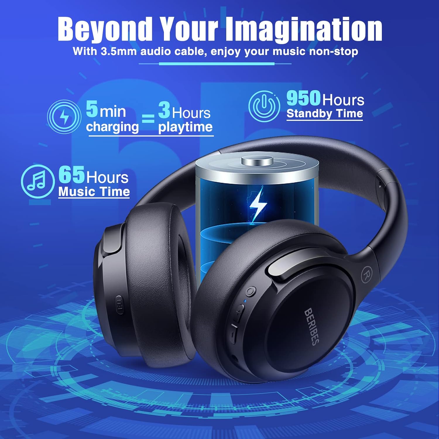 Thumbnail 2 de BERIBES 65H Bluetooth Headphones