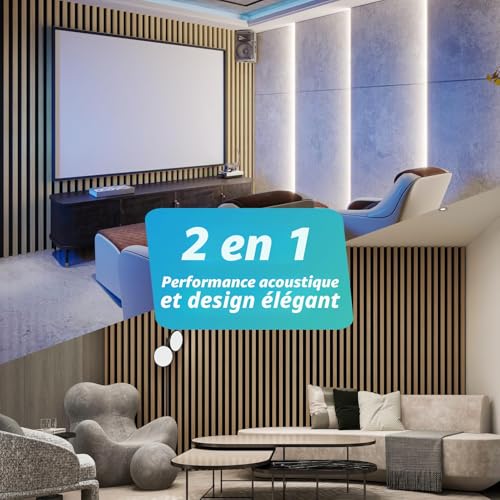 Thumbnail 6 de Art3d Lot de 4 Panneaux Muraux Acoustiques à Lattes en Bois