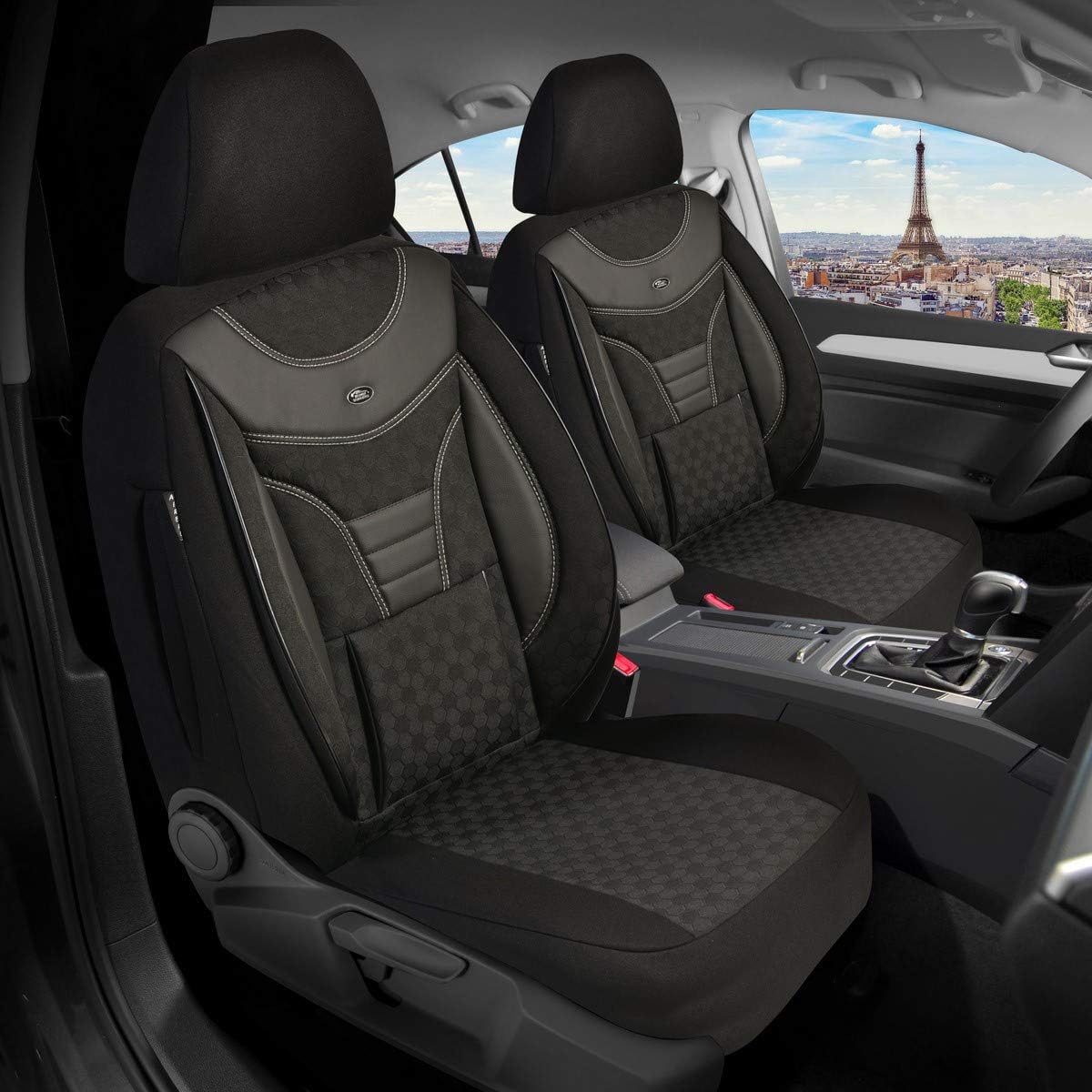 Detalle de BREMER SITZBEZÜGE pokrowce na przednie fotele VW Tiguan 2, czarne 910