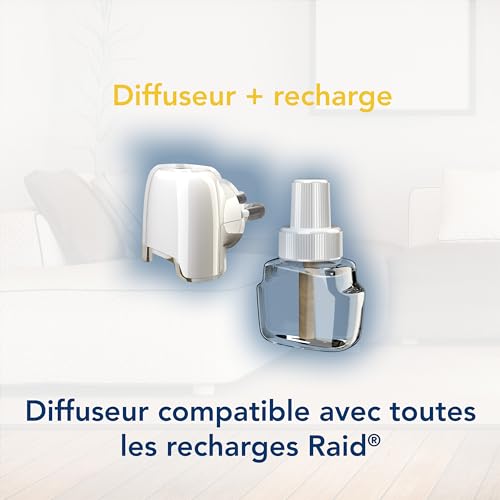 Detalle 2 de Raid Recharges Liquides Pour Diffuseur Électrique Répulsif Moustiques et Moustiques Tigres – 3x45 nuits (3x32ml)