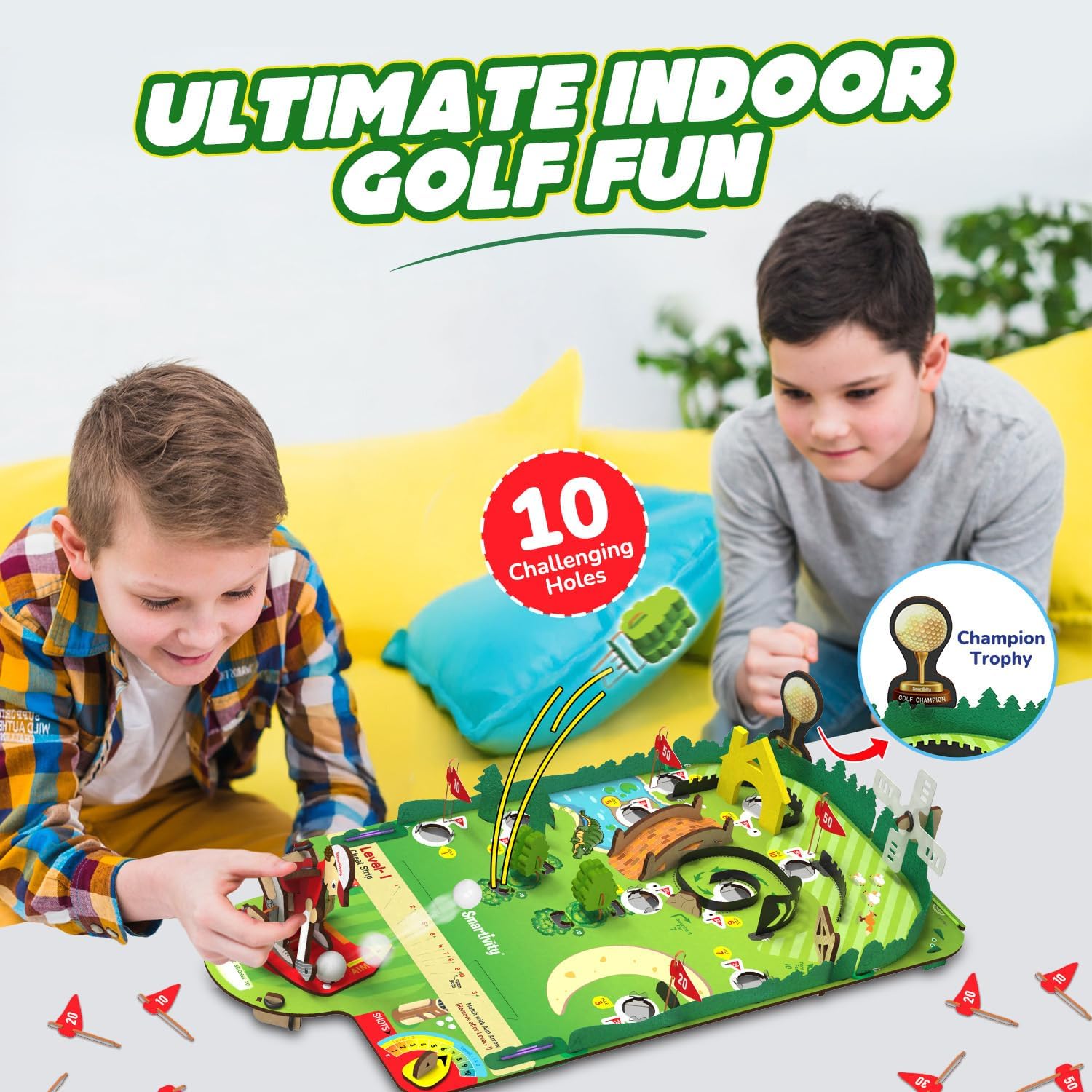 Thumbnail 2 de Smartivity DIY Mini Golf STEM Kit: Build a 10-Hole Course with a Mechanical Golfer