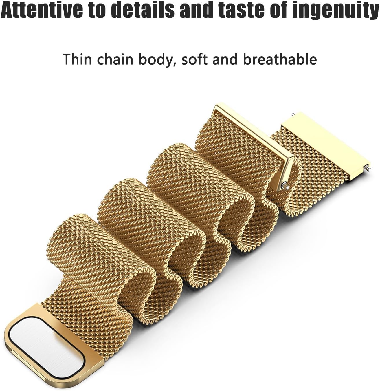 Detalle de ZLZKJS Edelstahl-Mesh Uhrenarmband mit Magnetverschluss (14–24 mm) und Schnellverschluss