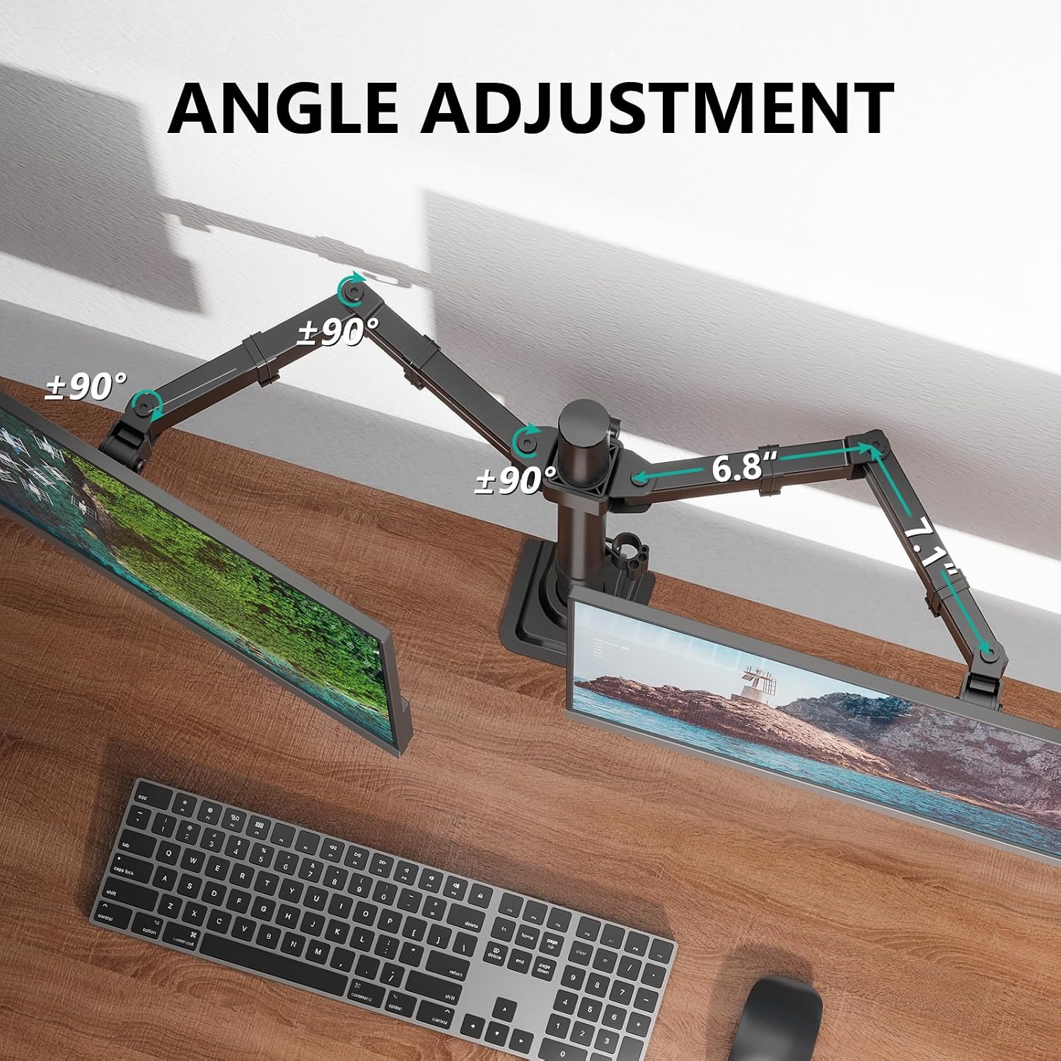 Detalle de WALI M002 Dual Monitor Arm for 13–27-Inch Screens, Adjustable, VESA 75/100mm