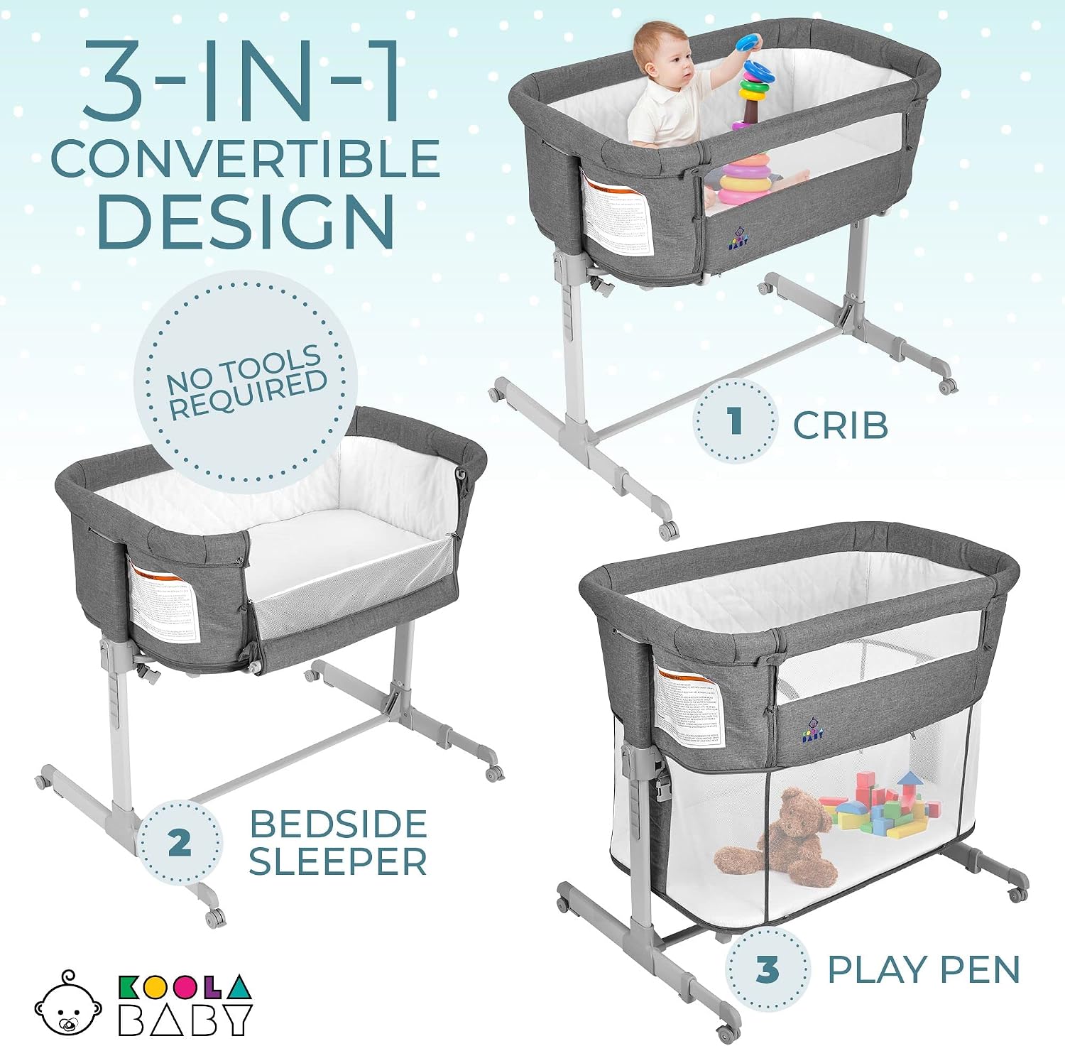 Detalle de KoolerThings 685364199036 3-in-1 Baby Bassinet with Adjustable Height
