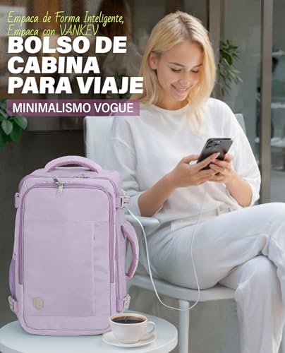 Thumbnail 1 de VANKEV Mochila de Viaje Cabina 40x20x25 cm (20 L) para Ryanair – Púrpura claro