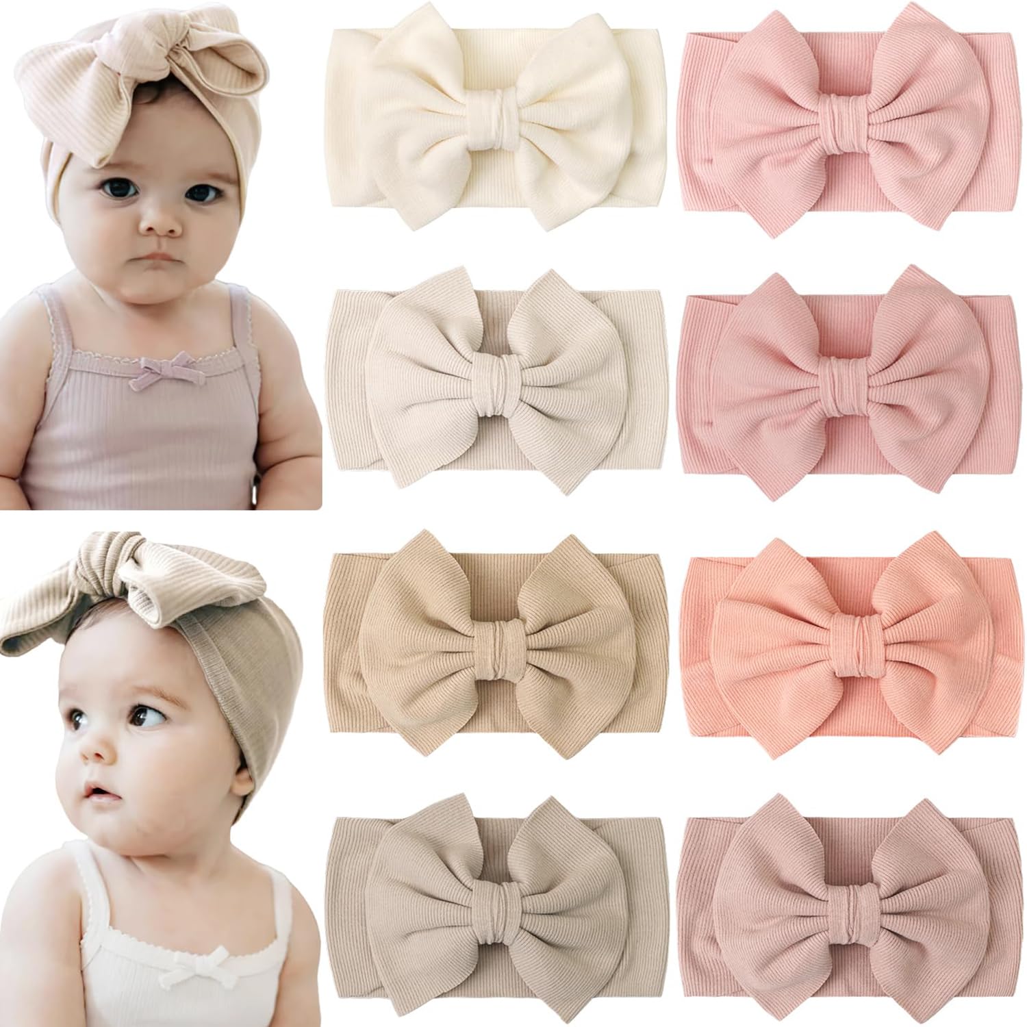 Detalle de CÉLLOT Baby Bow Headbands, 8 Colors, Stretchy Nylon Blend