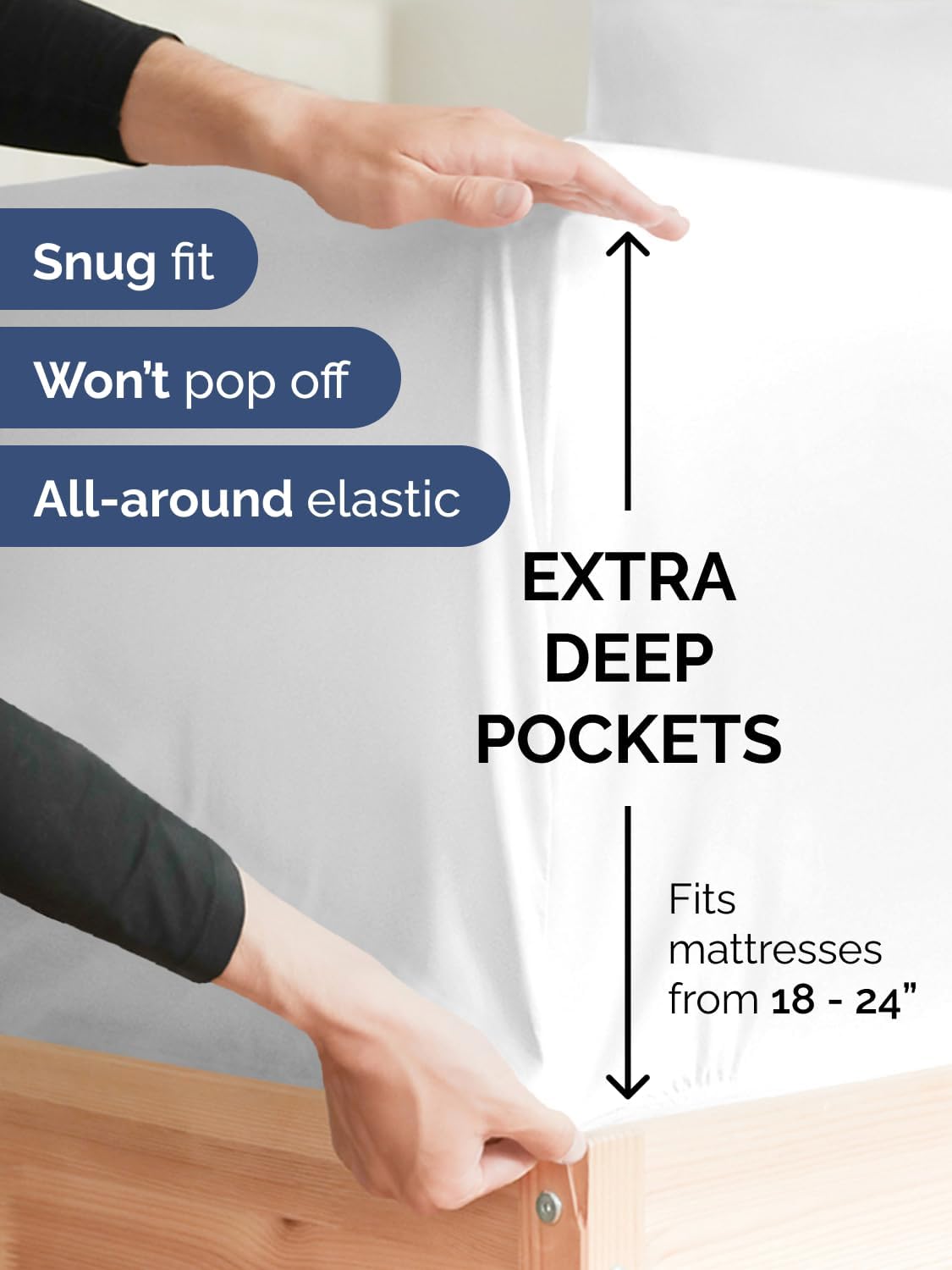 Thumbnail 1 de CGK Unlimited Extra Deep Twin XL Fitted Sheet (Hotel Luxury) – White – Ultra-Soft Microfiber with Extra-Deep Pockets