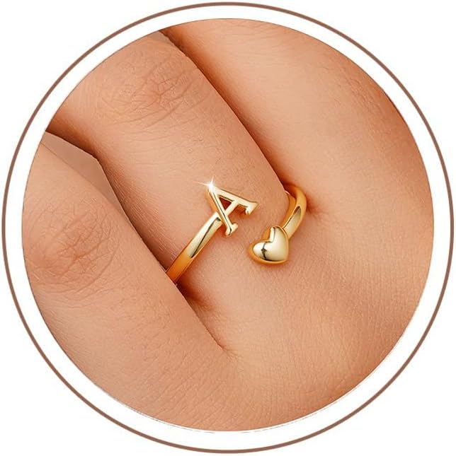 Detalle de TINGN Ring Gold Damen – 14K vergoldet Herzring