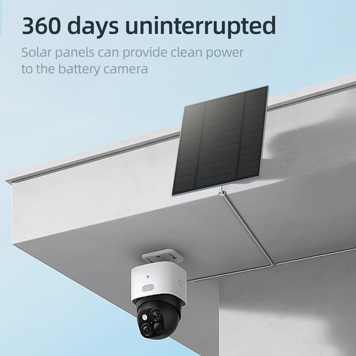 Thumbnail 1 de 5W Solar Panel for Security Camera (Micro USB & USB-C) with IP65 Waterproof Mount, 9.8ft Cable