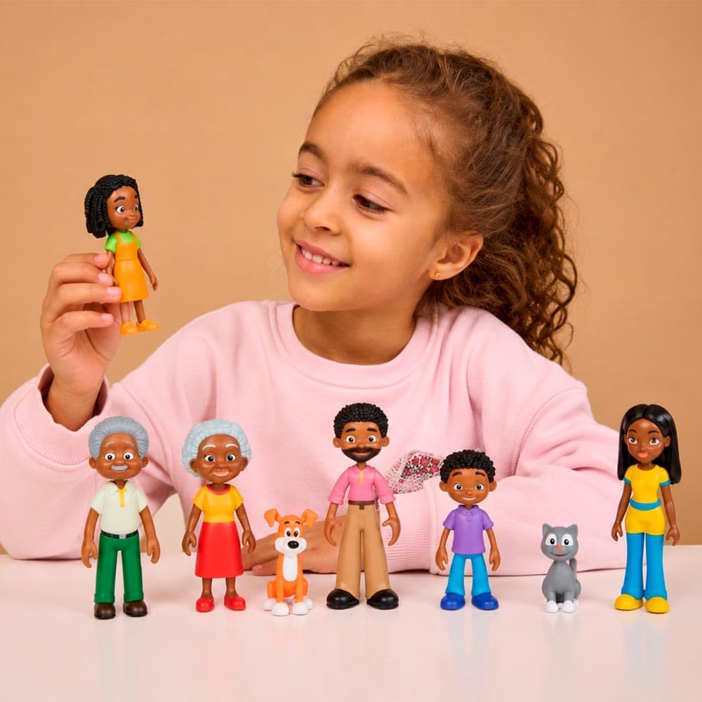 Detalle de Miniland Rodzina o ciemnej karnacji – 8 figurek do zabawy symbolicznej