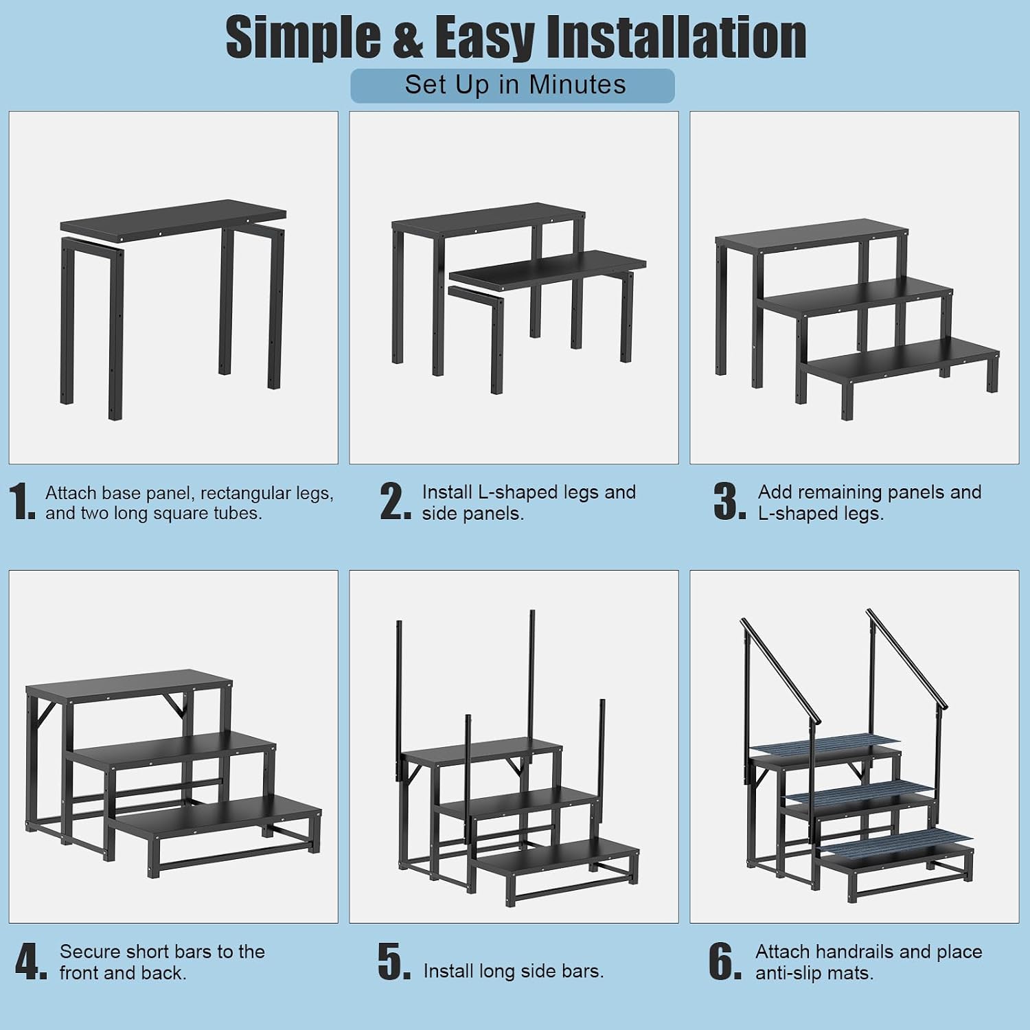 Detalle 2 de 4-Step Heavy Duty RV Steps with 2 Handrails