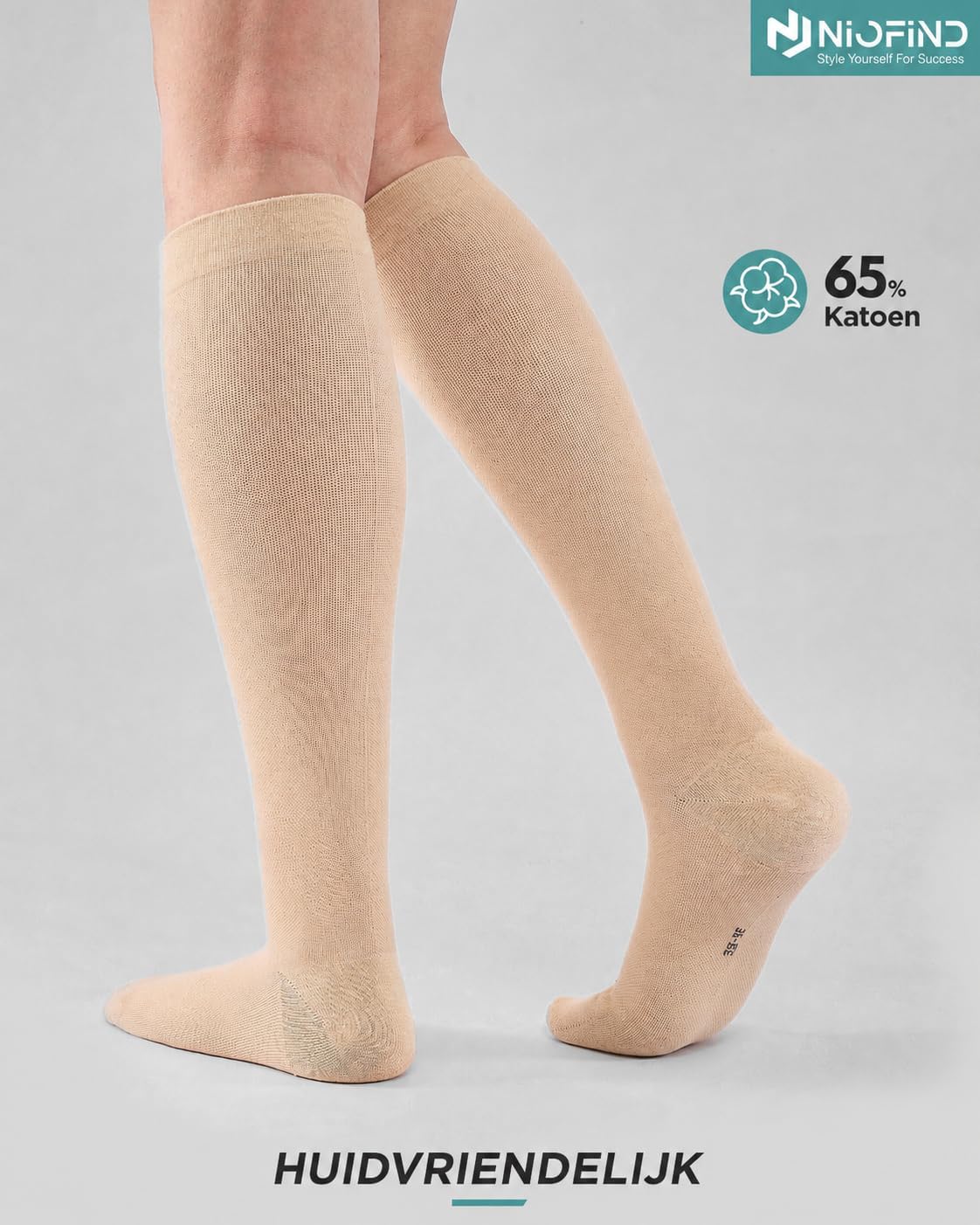 Detalle de Niofind compressiekousen, 2/4 paar, 20–30 mmHg, 65% katoen