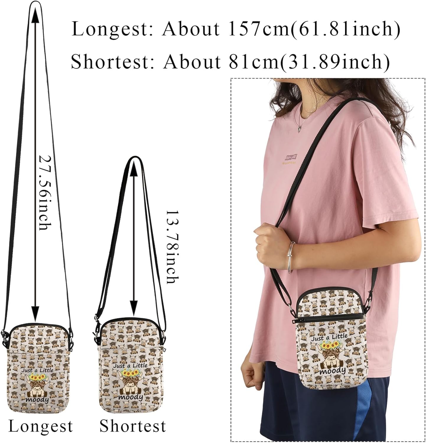 Thumbnail 5 de PLITI Highland Cow Crossbody Bag: Just A Little Moody Highland Cow Lover Gift