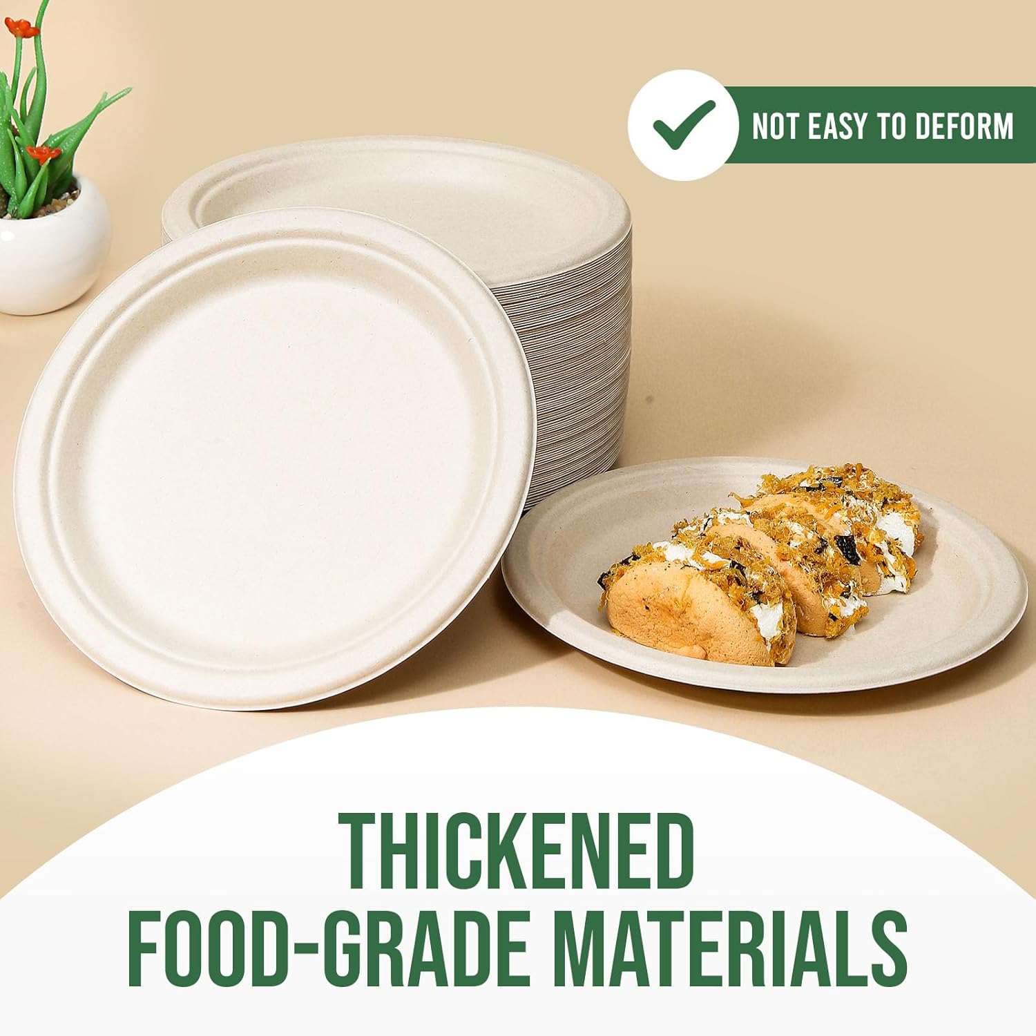 Detalle de Compostable Paper Plates 9" 100 Pack 🍽