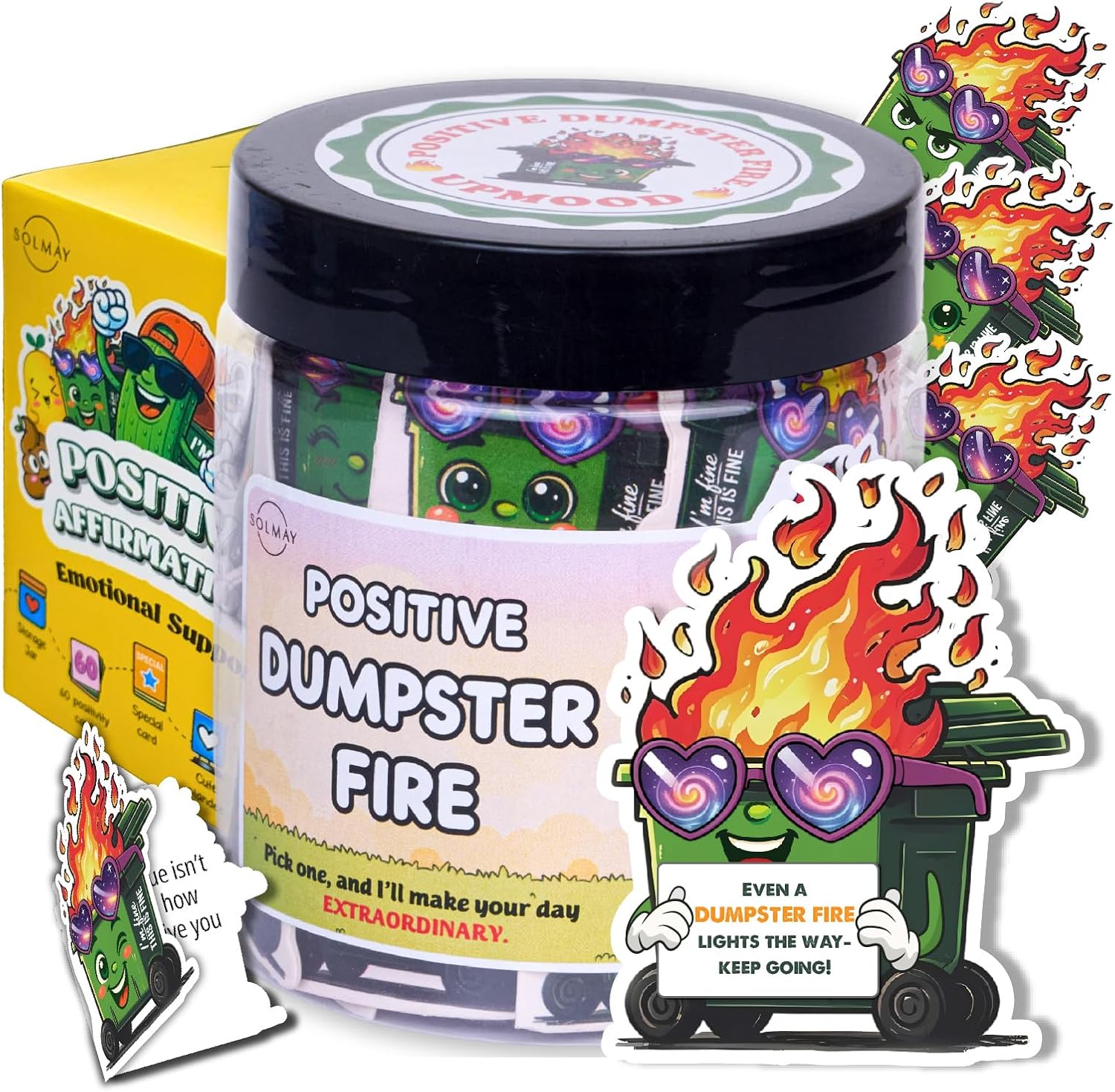 SOLMAY Pickle Positive 60 Affirmation Cards Jar 🧃