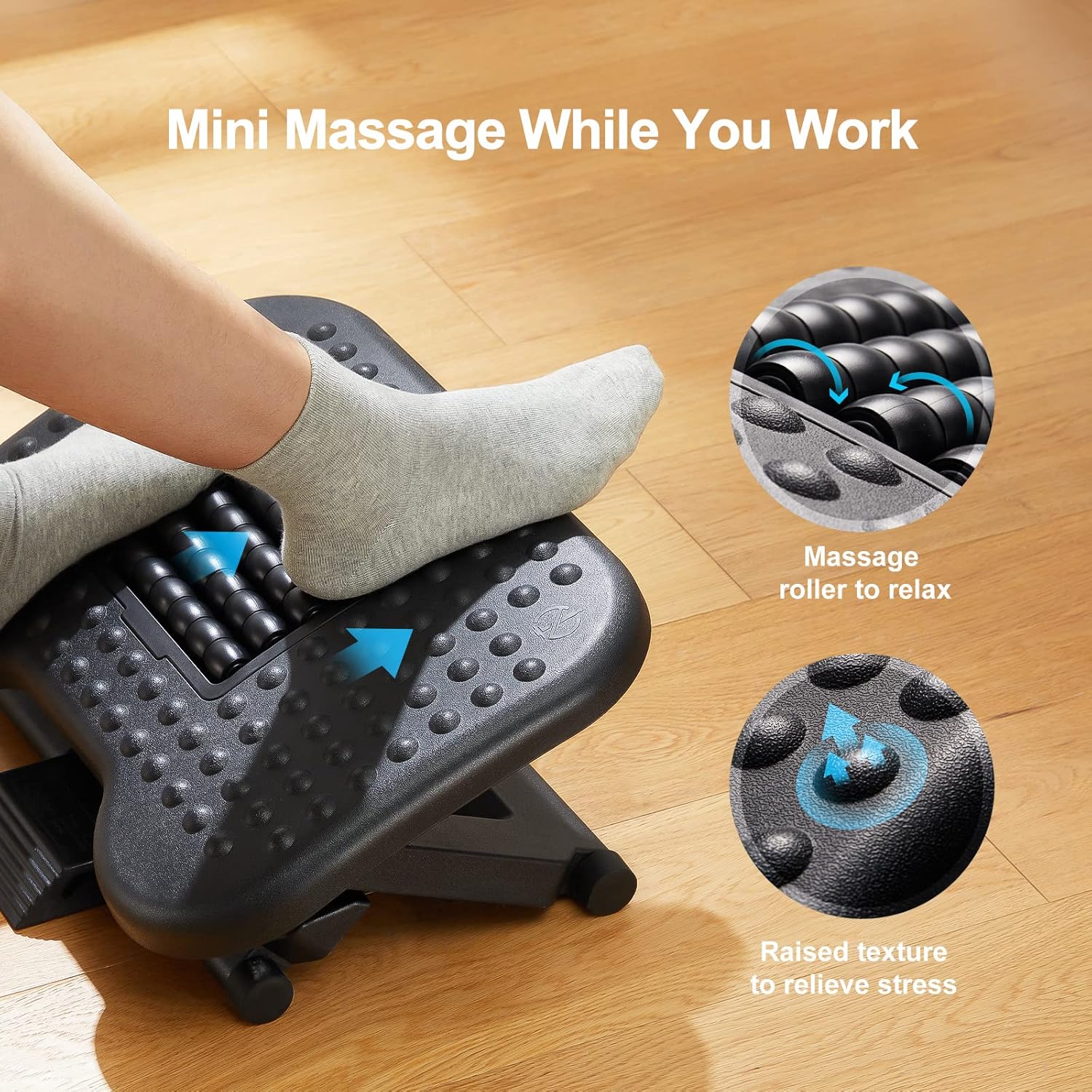 Thumbnail 2 de HUANUO Foot Rest with Massage Function – Adjustable Under-Desk Foot Stool