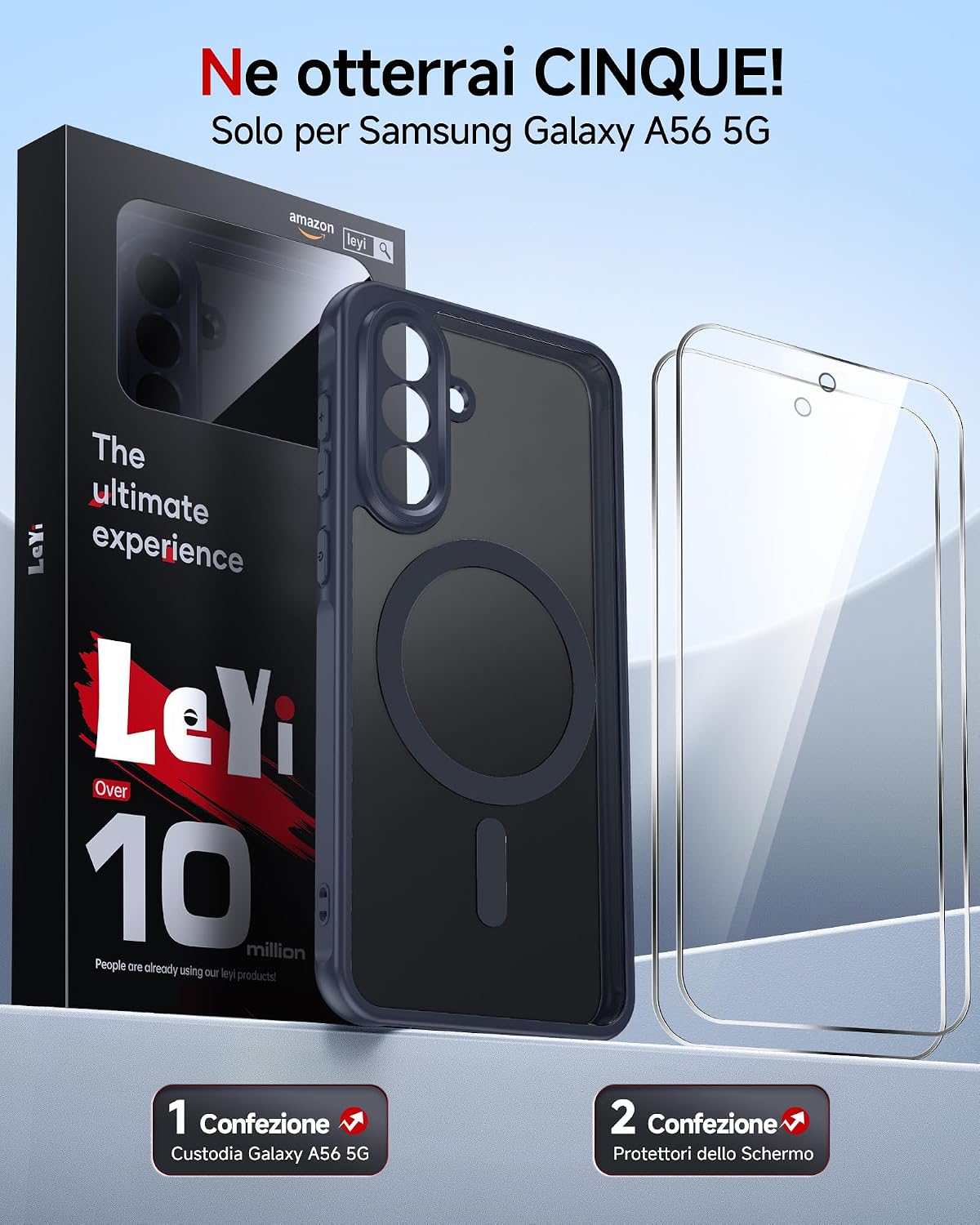 Thumbnail 6 de LeYi Cover magnetica A56 5G blu, 2 pezzi