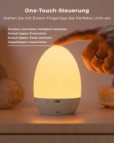 Detalle 2 de FULNIX Nachtlicht für Babyzimmer, dimmbare Eierlampe mit 14 RGB-Farben