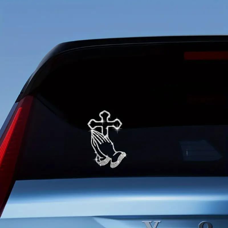 Thumbnail 5 de Sparkling Praying Hands Cross decal 2pcs