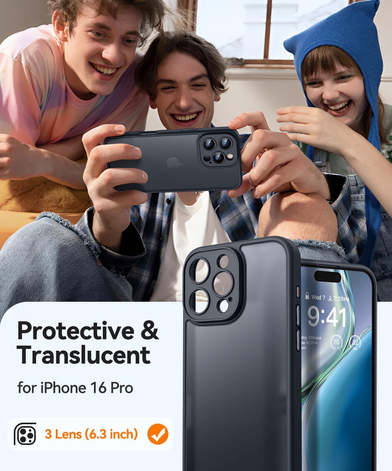 Thumbnail 1 de CANSHN Funda para iPhone 16 Pro 📱 Protección Total Cámara Negro