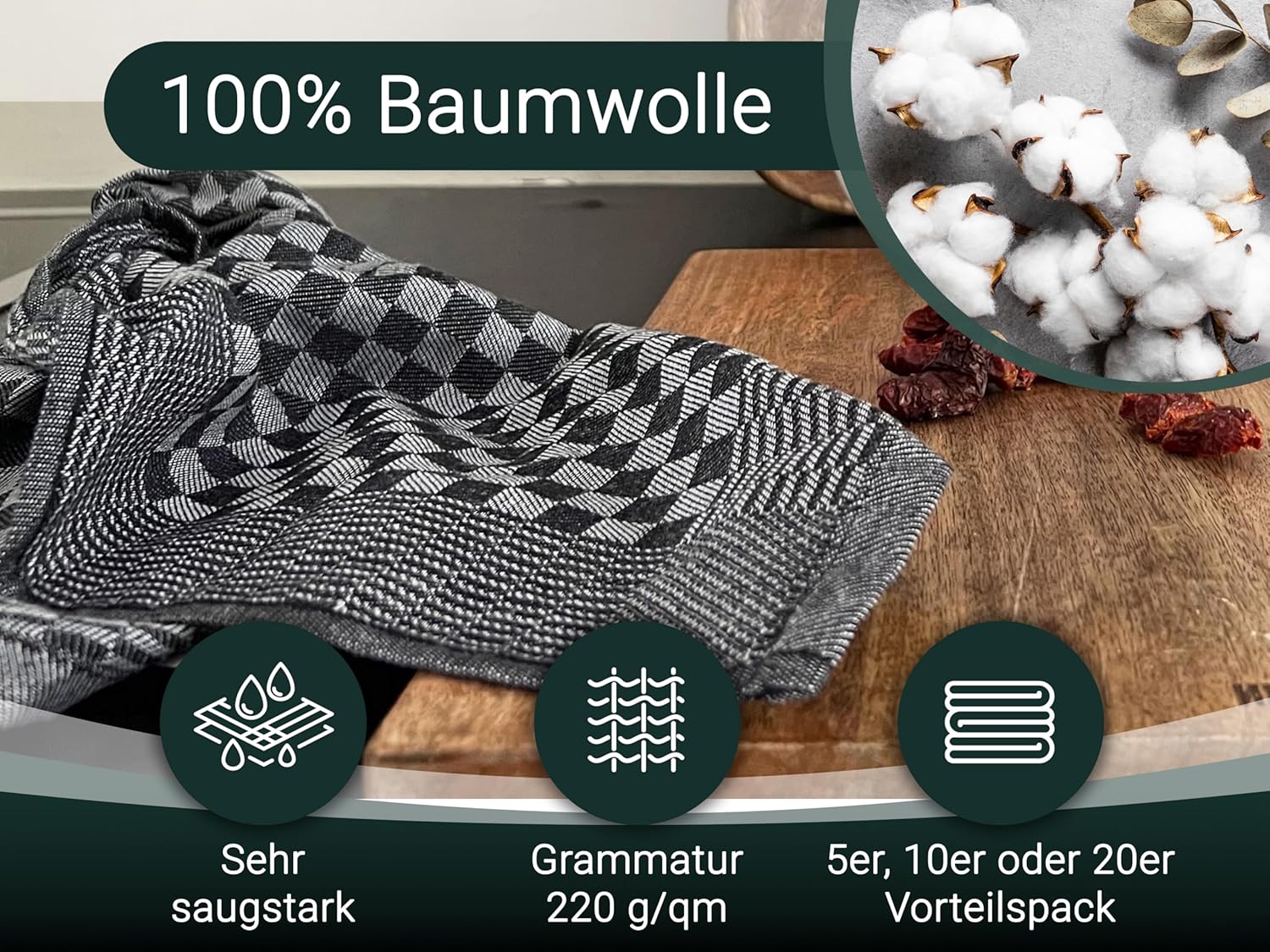 Thumbnail 1 de ZOLLNER 10er Set Geschirrtücher 46x70 cm