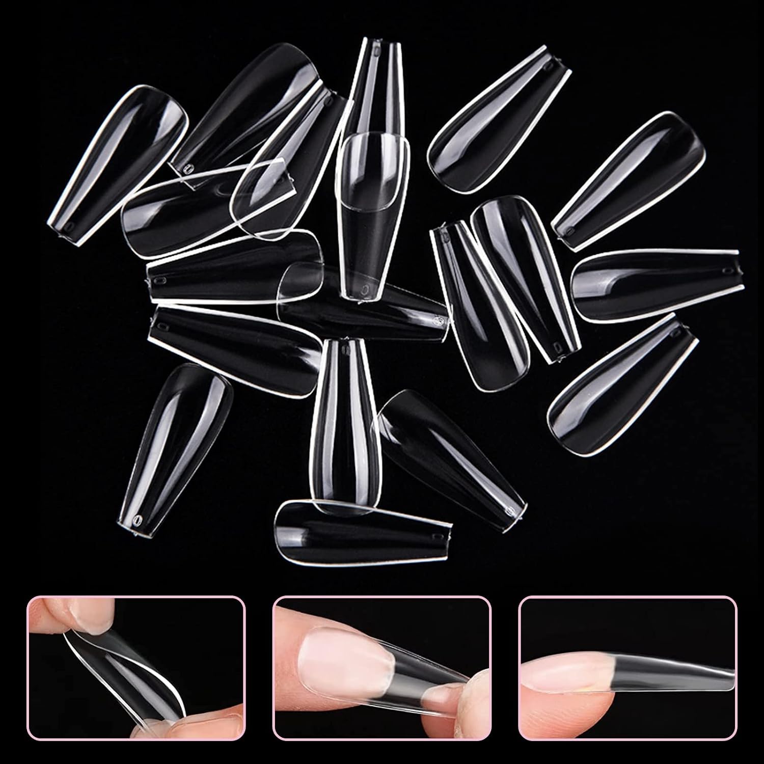 Detalle de Carehabi Nageltips (500 Stück) mit Aufbewahrungskoffer – 10 Größen für Acryl-Falschnägel & Nail-Art