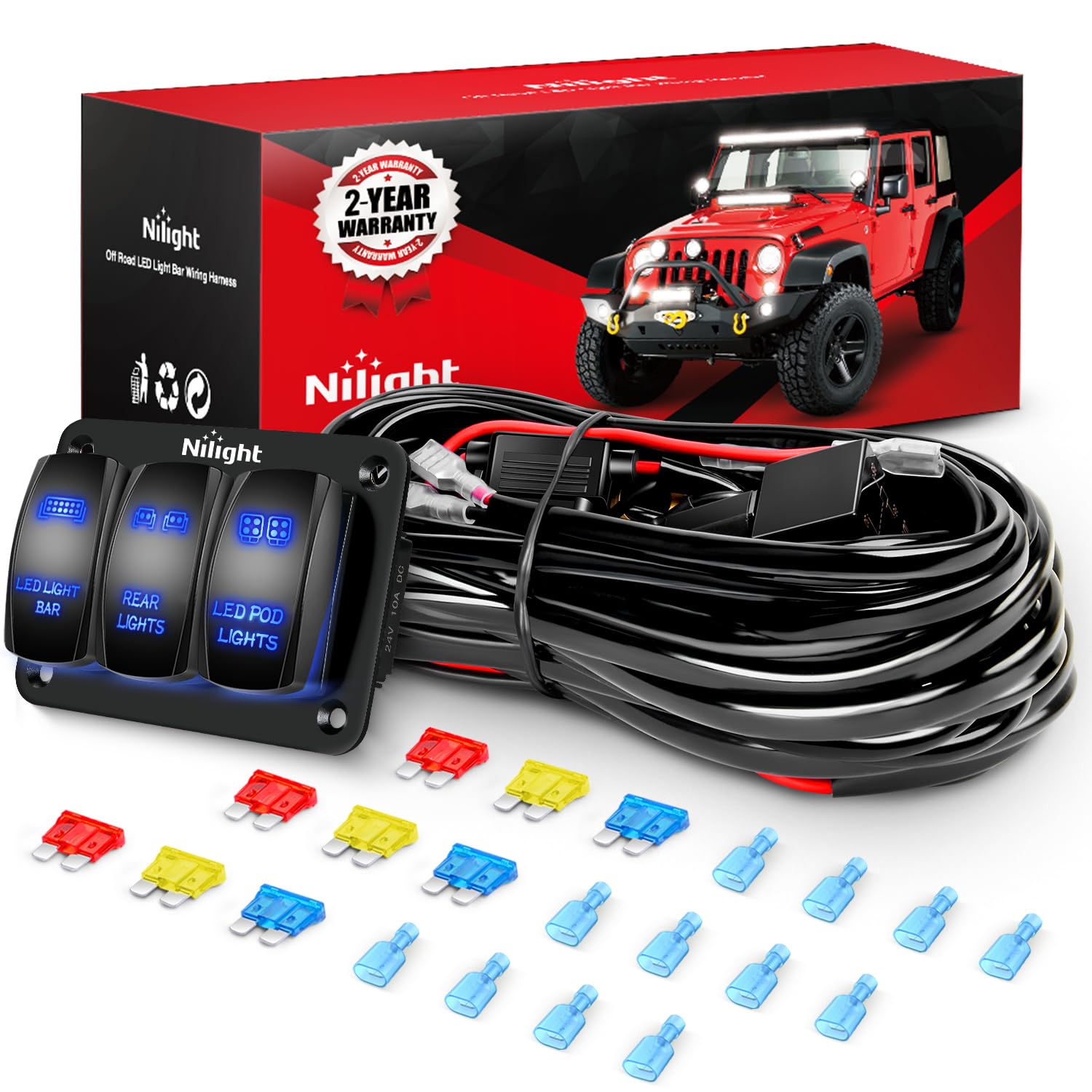 Detalle de Nilight 16AWG Wiring Harness Kit 12V