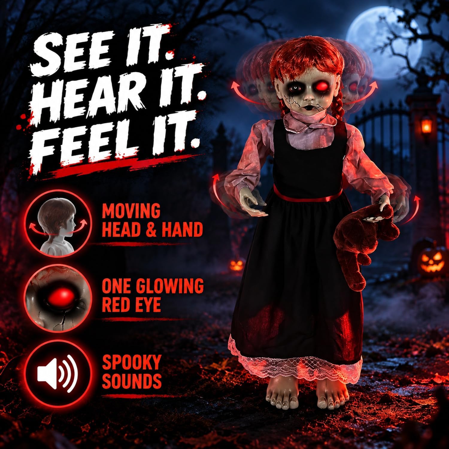 Thumbnail 2 de Quntis Halloween 0002 35-Inch Animated Haunted Girl Decoration
