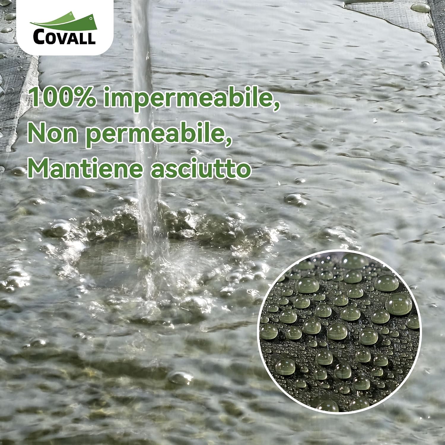 Detalle de COVALL Telo Impermeabile 115 g/m² 6x8m Verde – affidabile per esterni