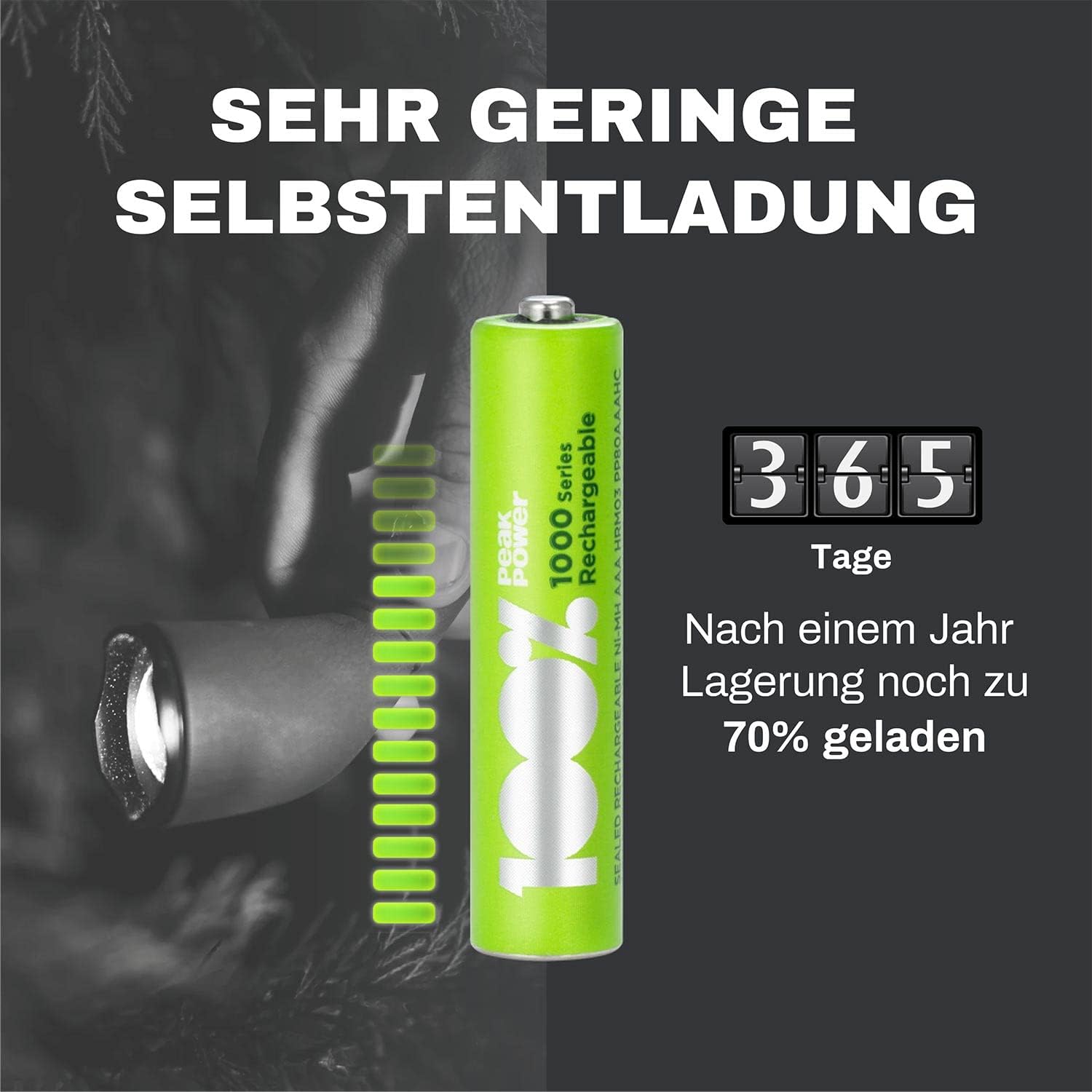 Thumbnail 6 de 100%PeakPower PeakPower Akku AAA (LR3) 1,2 V – 4er-Set NiMH, vorgeladen