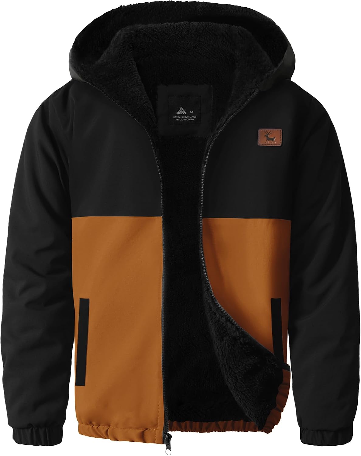 Detalle de ZITY Boys Sherpa-Lined Fleece Jacket, Full-Zip Hoodie with Pockets