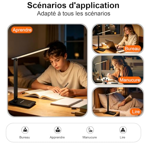 Thumbnail 6 de joyshie Lampe de Bureau LED Pliable avec Adaptateur – Noir