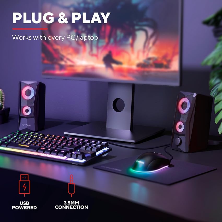 Thumbnail 3 de Trust Gaming GXT 606B Javv 🚀 Altavoces Gaming 2.0 con Luz RGB