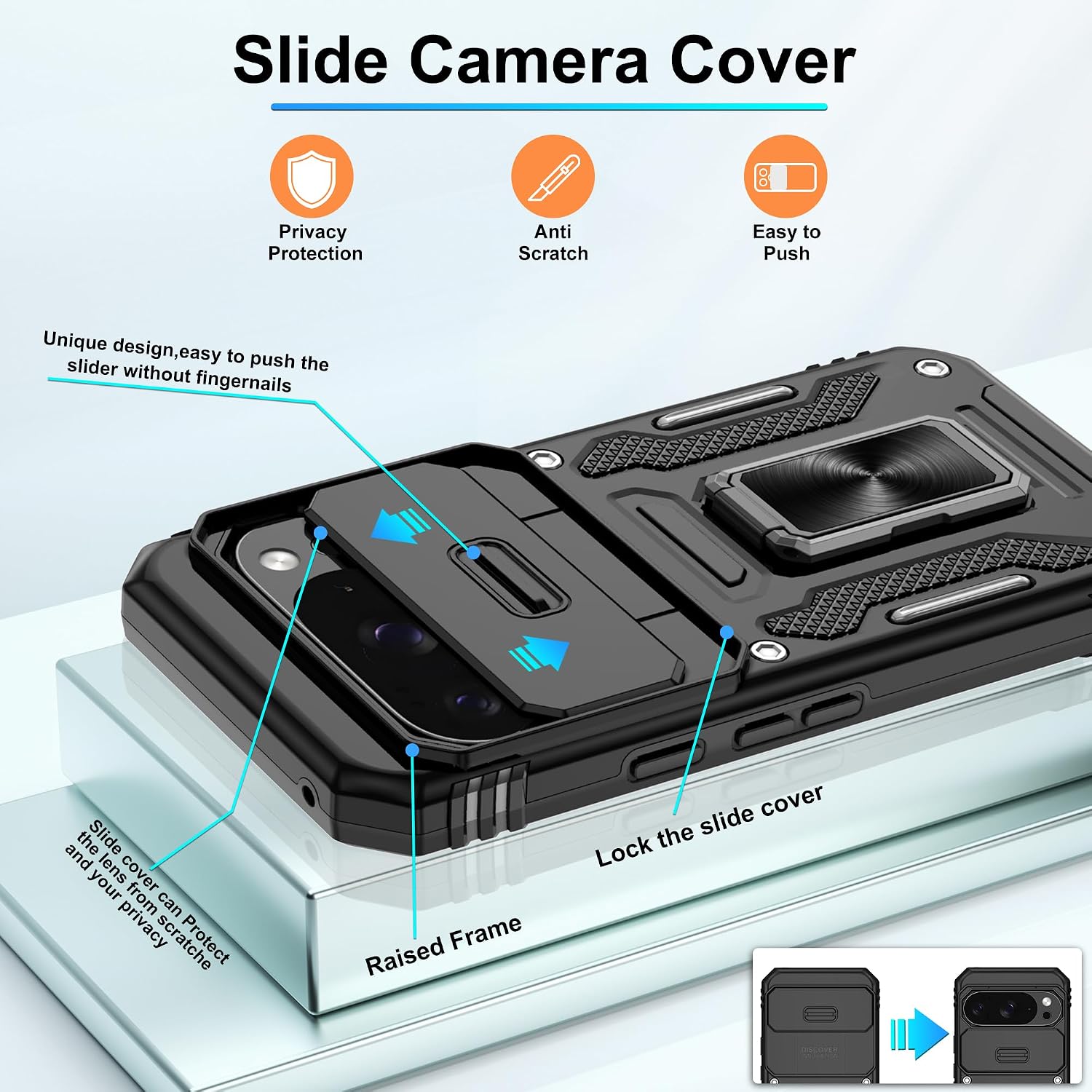 Detalle 2 de Jshru Google Pixel 10 case with 2-pack screen protector