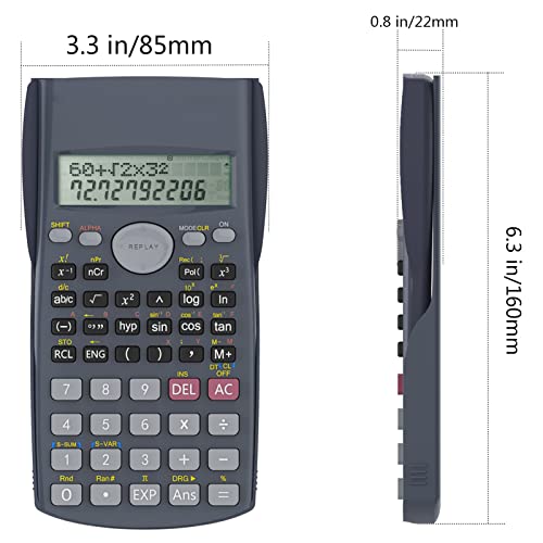 Detalle de Helect Calculadora Científica de Ingeniería de 2 Líneas – 240 funciones, pantalla HD y protección robusta