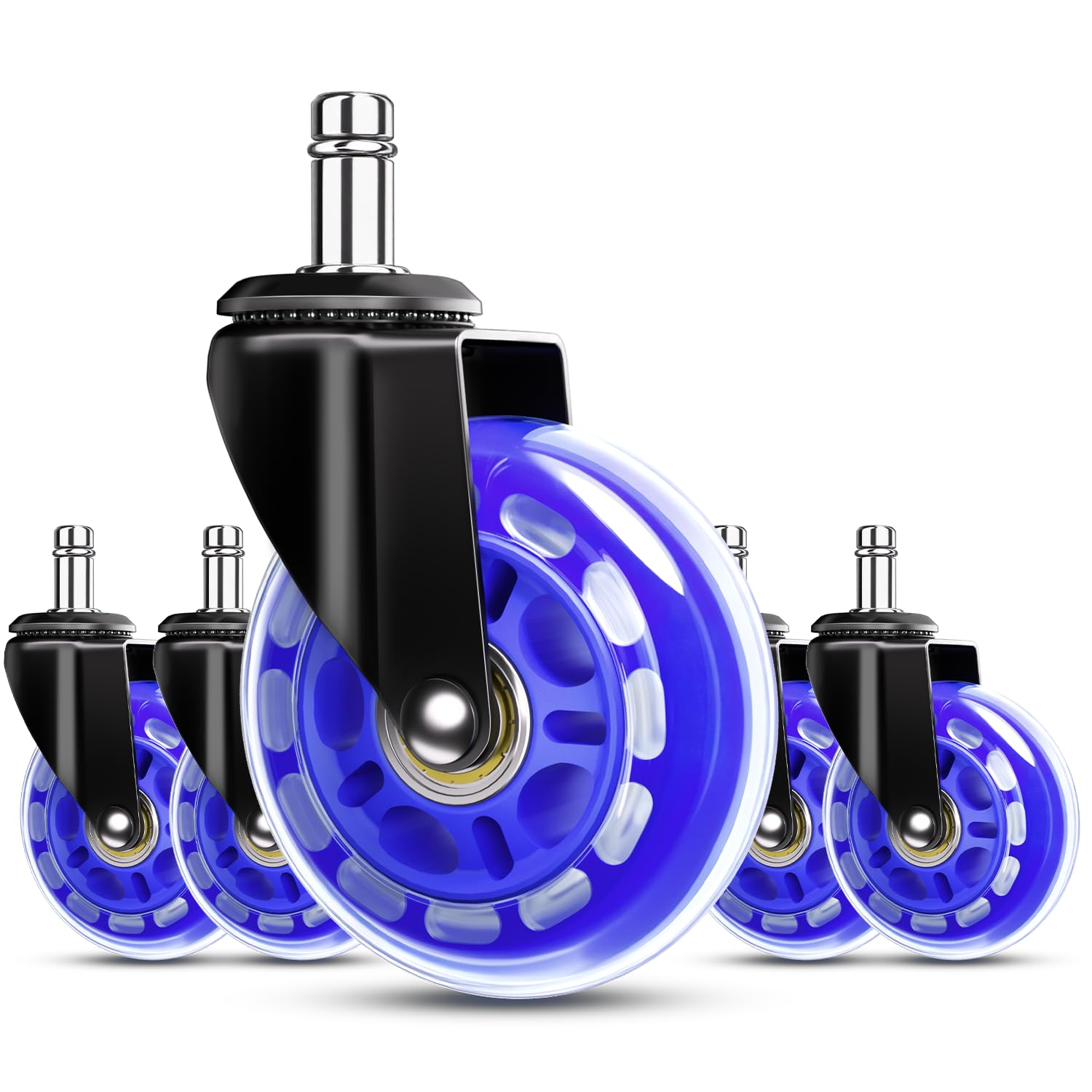Detalle de RidRed OCW-001-Blue 3-Inch Chair Casters, Blue Polyurethane, 5-Pack