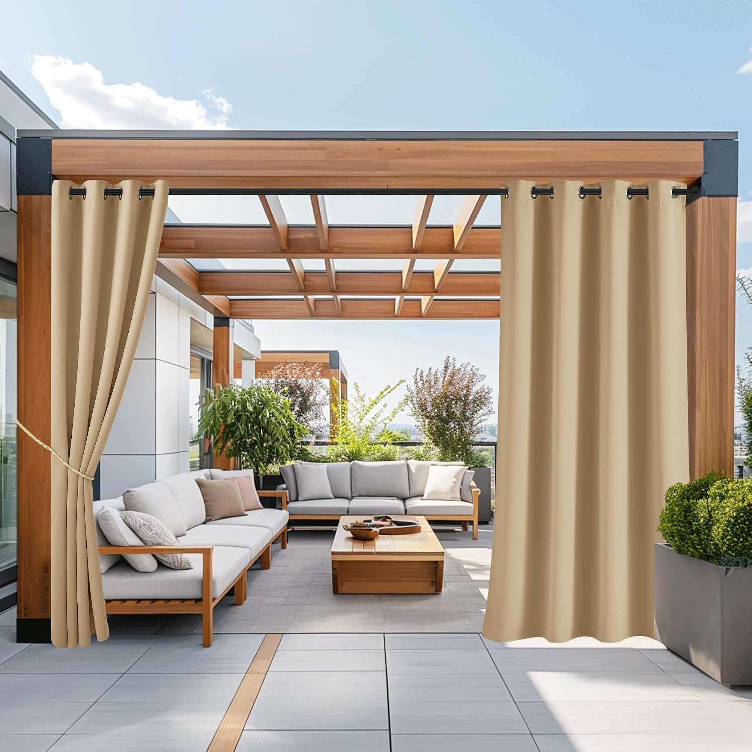 Thumbnail 6 de NICETOWN NTUSOCGM1SD Outdoor Curtains, 2 Panels, Waterproof Polyester