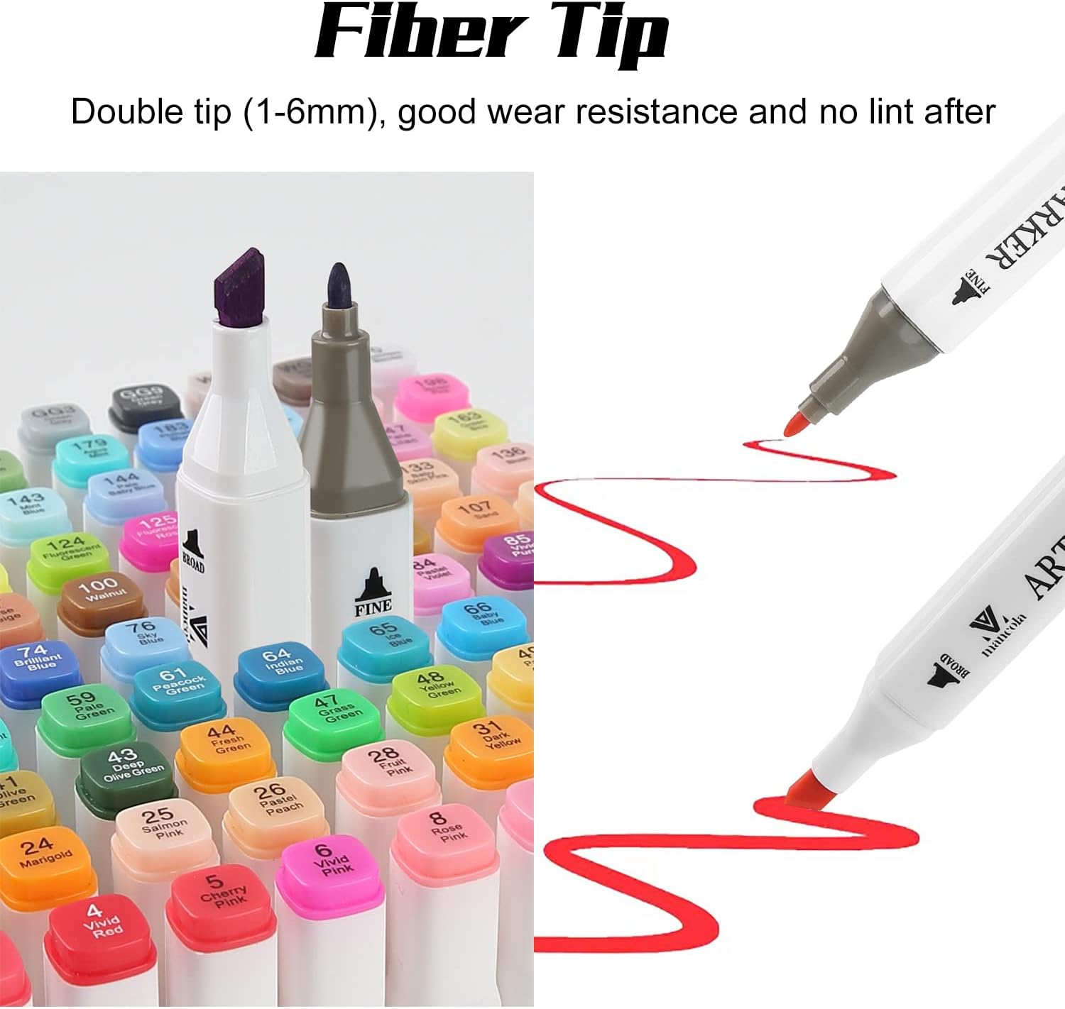 Detalle de Mancola 100 Colori Marker Pennarelli: pennarelli doppiapunta per disegno, calligrafia e illustrazione